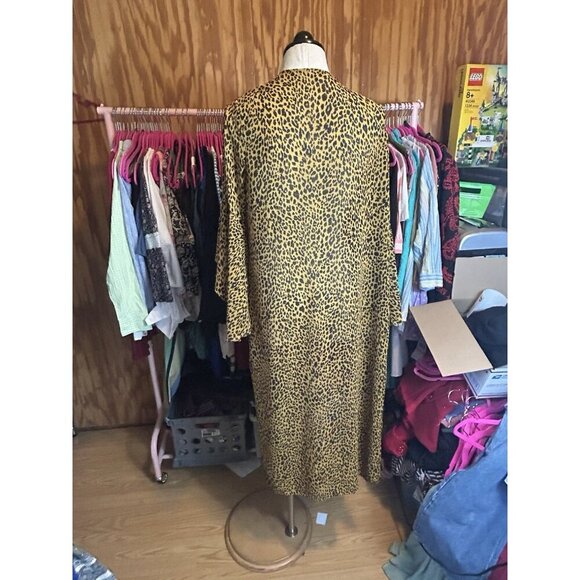 Umgee Cheeta Print Open Cardigan Duster Sz S Women’s Boho Sheer Tiered Sleeve - Picture 9 of 12